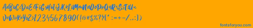 フォントHanomali Demo – オレンジの背景に青い文字