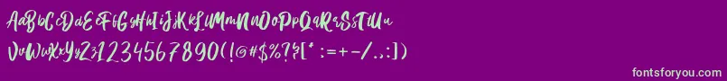 フォントHanomali Demo – 紫の背景に緑のフォント