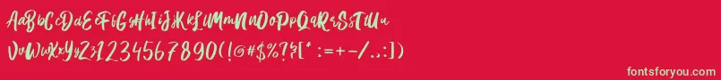 フォントHanomali Demo – 赤い背景に緑の文字