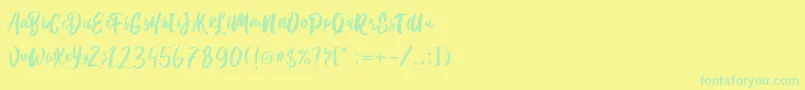 フォントHanomali Demo – 黄色い背景に緑の文字