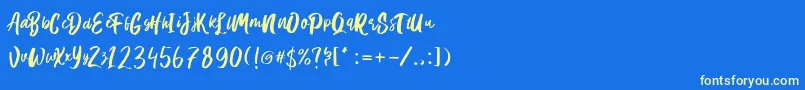 フォントHanomali Demo – 黄色の文字、青い背景