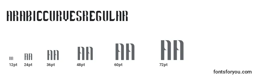 Размеры шрифта ArabiccurvesRegular