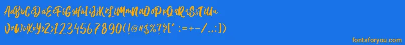 フォントHanomali Demo – オレンジ色の文字が青い背景にあります。