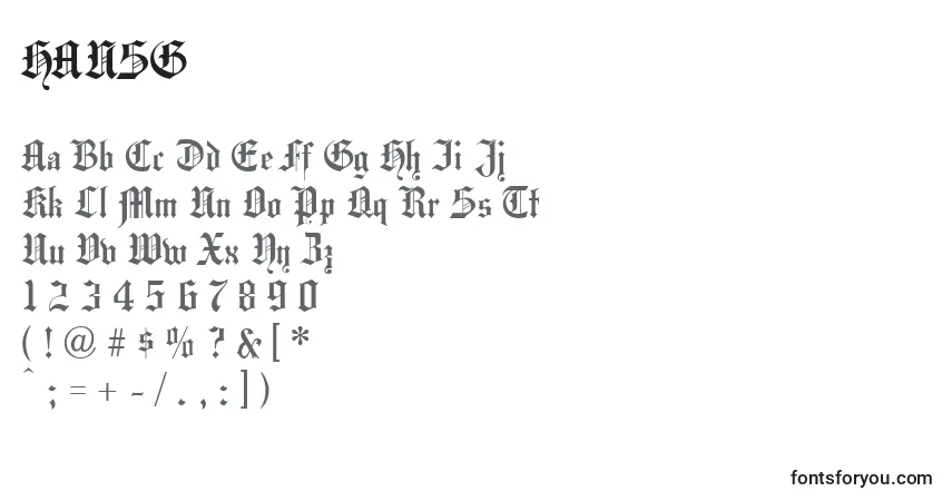 Czcionka HANSG    (128992) – alfabet, cyfry, specjalne znaki