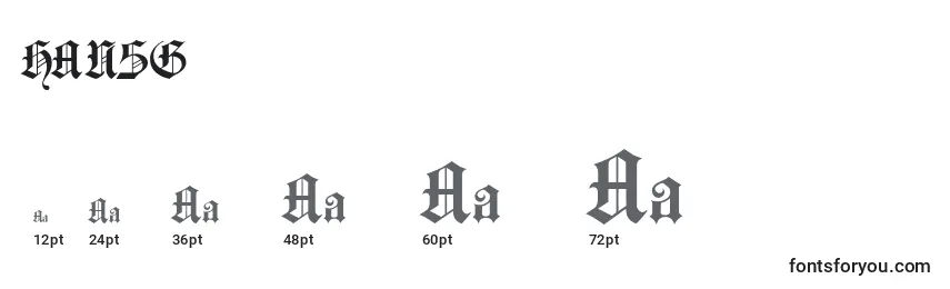 Größen der Schriftart HANSG    (128992)
