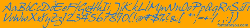 hanshand Font – Blue Fonts on Orange Background