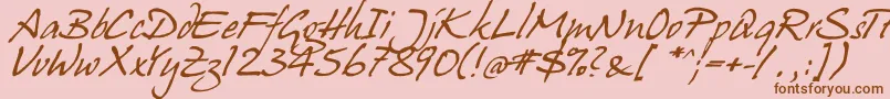 hanshand Font – Brown Fonts on Pink Background