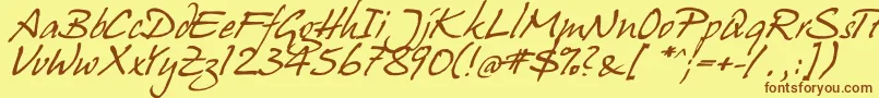 hanshand Font – Brown Fonts on Yellow Background