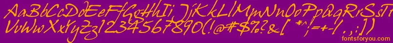 hanshand Font – Orange Fonts on Purple Background