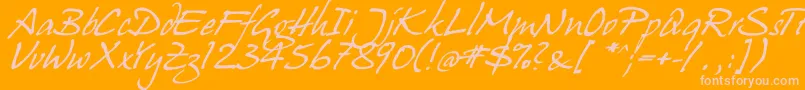 hanshand Font – Pink Fonts on Orange Background