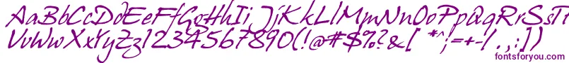 hanshand-Schriftart – Violette Schriften auf weißem Hintergrund