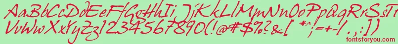 hanshand Font – Red Fonts on Green Background