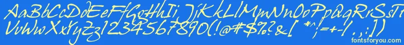 hanshand Font – Yellow Fonts on Blue Background