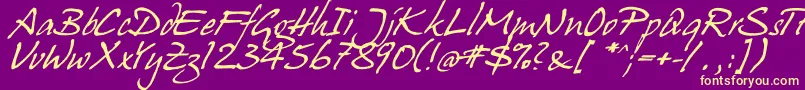 hanshand Font – Yellow Fonts on Purple Background