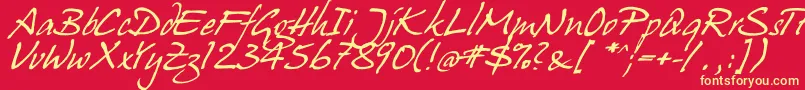 hanshand Font – Yellow Fonts on Red Background