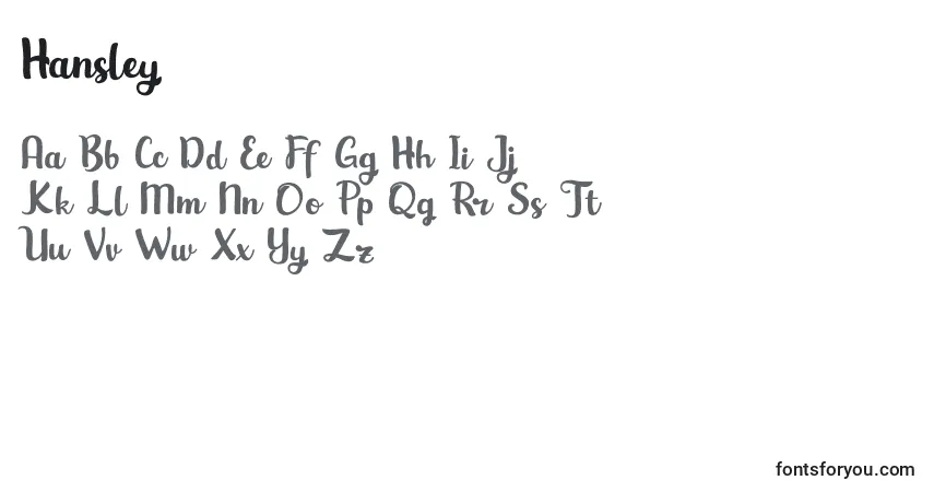 Schriftart Hansley – Alphabet, Zahlen, spezielle Symbole