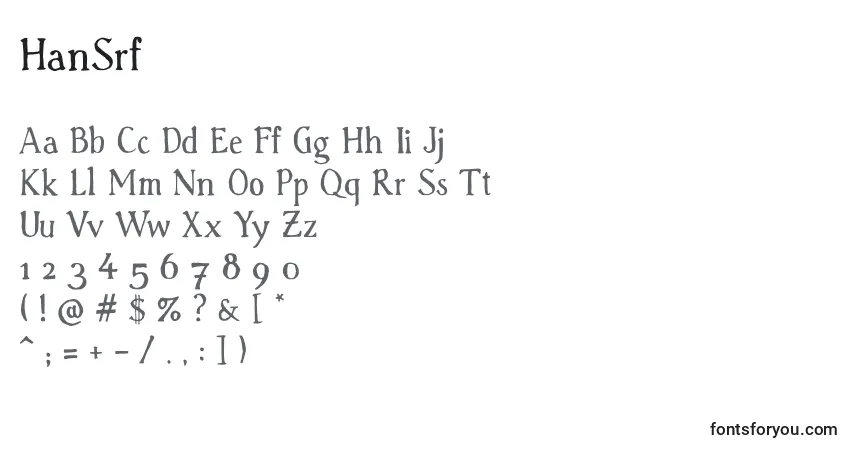 Schriftart HanSrf – Alphabet, Zahlen, spezielle Symbole