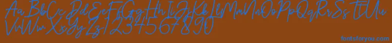 フォントHanster – 茶色の背景に青い文字