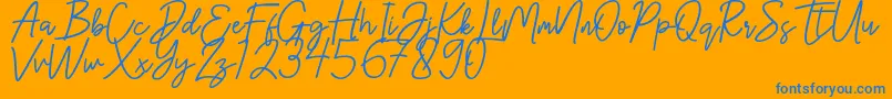 Hanster-Schriftart – Blaue Schriften auf orangefarbenem Hintergrund