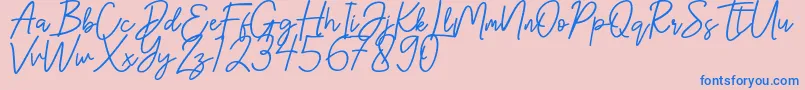 Hanster-fontti – siniset fontit vaaleanpunaisella taustalla