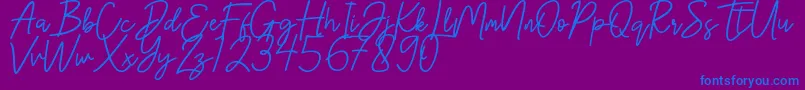 フォントHanster – 紫色の背景に青い文字