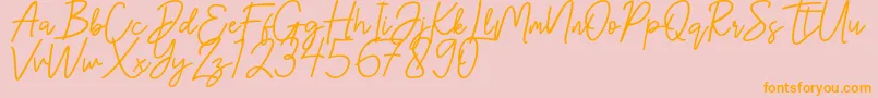 Hanster-Schriftart – Orangefarbene Schriften auf rosa Hintergrund