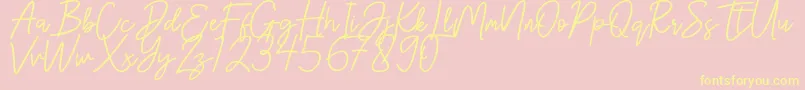 Hanster-fontti – keltaiset fontit vaaleanpunaisella taustalla