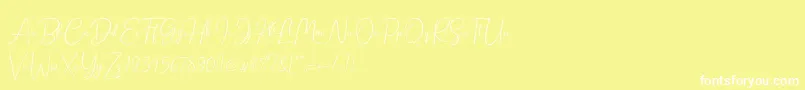 Hanston Demo-Schriftart – Weiße Schriften auf gelbem Hintergrund