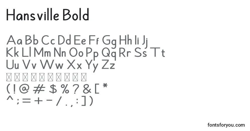 Шрифт Hansville Bold – алфавит, цифры, специальные символы