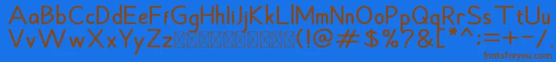 フォントHansville Bold – 茶色の文字が青い背景にあります。