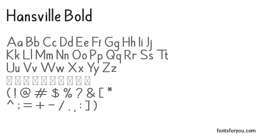 Шрифт Hansville Bold (128999) – алфавит, цифры, специальные символы
