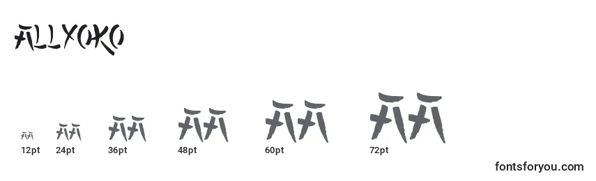 sizes of allyoko font, allyoko sizes