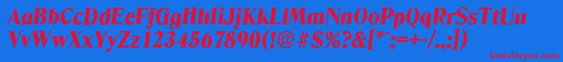 DenverserialHeavyItalic Font – Red Fonts on Blue Background