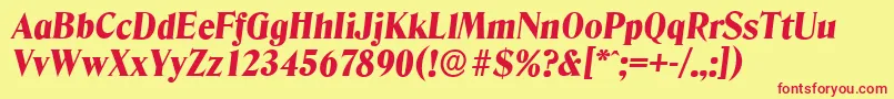フォントDenverserialHeavyItalic – 赤い文字の黄色い背景