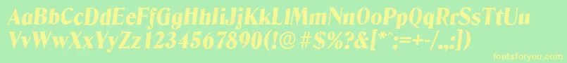 DenverserialHeavyItalic-Schriftart – Gelbe Schriften auf grünem Hintergrund