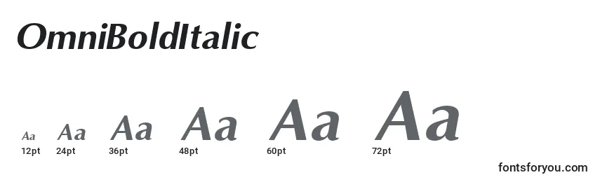 Размеры шрифта OmniBoldItalic