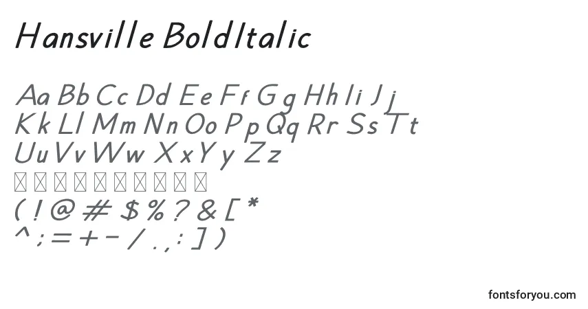 Schriftart Hansville BoldItalic – Alphabet, Zahlen, spezielle Symbole