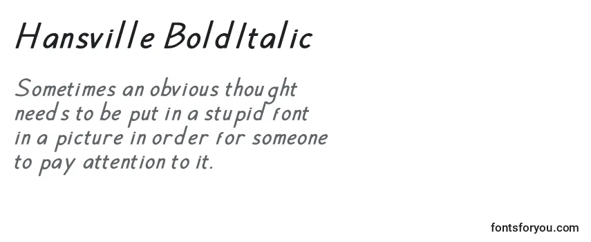 Hansville BoldItalic Font