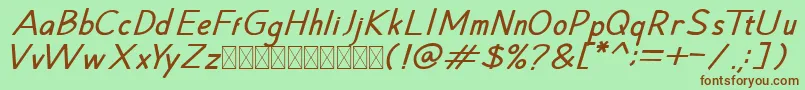 Hansville BoldItalic Font – Brown Fonts on Green Background