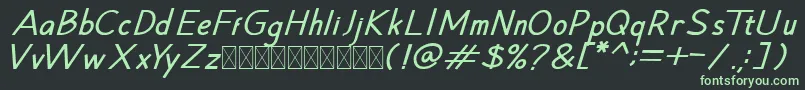 Шрифт Hansville BoldItalic – зелёные шрифты на чёрном фоне