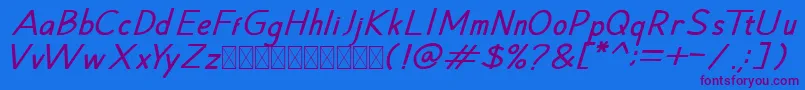 Hansville BoldItalic Font – Purple Fonts on Blue Background