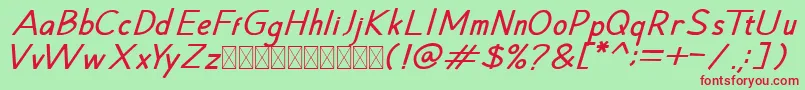Hansville BoldItalic Font – Red Fonts on Green Background