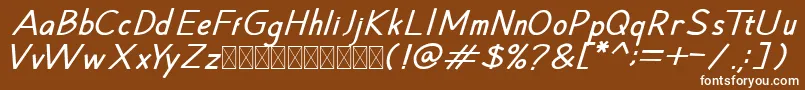 Hansville BoldItalic-fontti – valkoiset fontit ruskealla taustalla