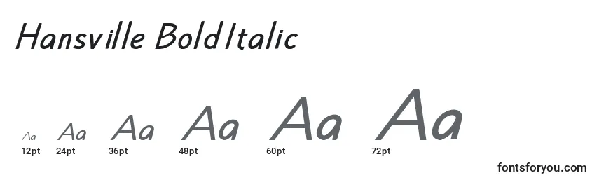 Größen der Schriftart Hansville BoldItalic (129001)