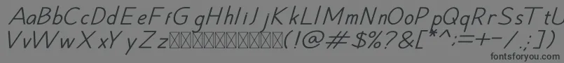 フォントHansville Italic – 黒い文字の灰色の背景