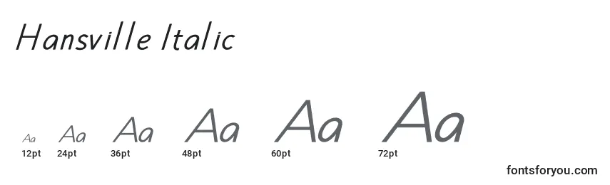Größen der Schriftart Hansville Italic