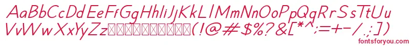 フォントHansville Italic – 白い背景に赤い文字