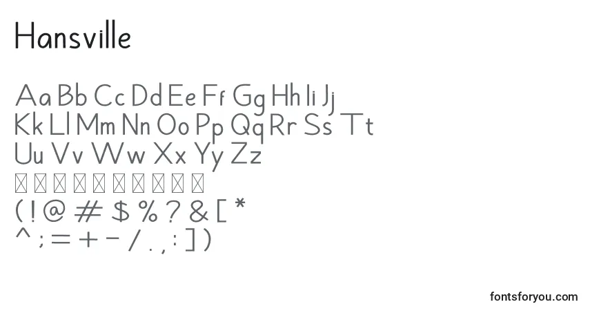 Czcionka Hansville – alfabet, cyfry, specjalne znaki