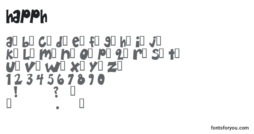 A fonte HAPPH    (129006) – alfabeto, números, caracteres especiais