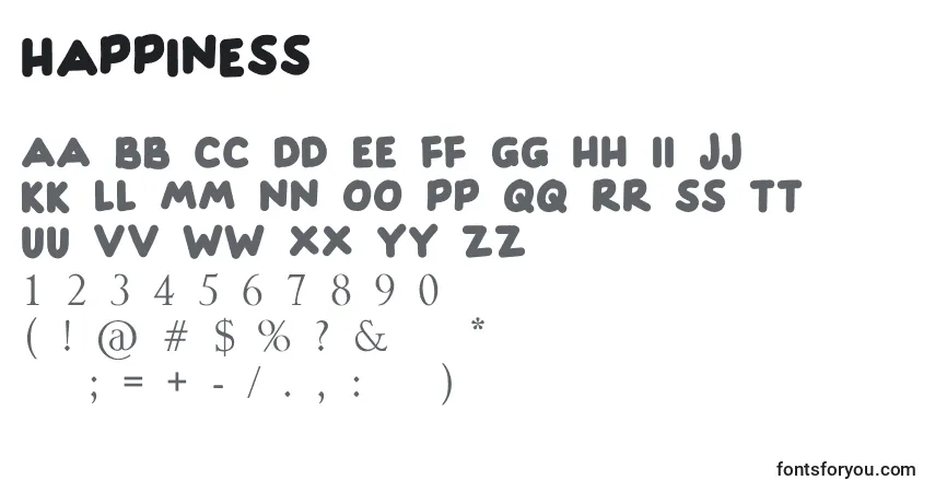 Шрифт HAPPINESS – алфавит, цифры, специальные символы
